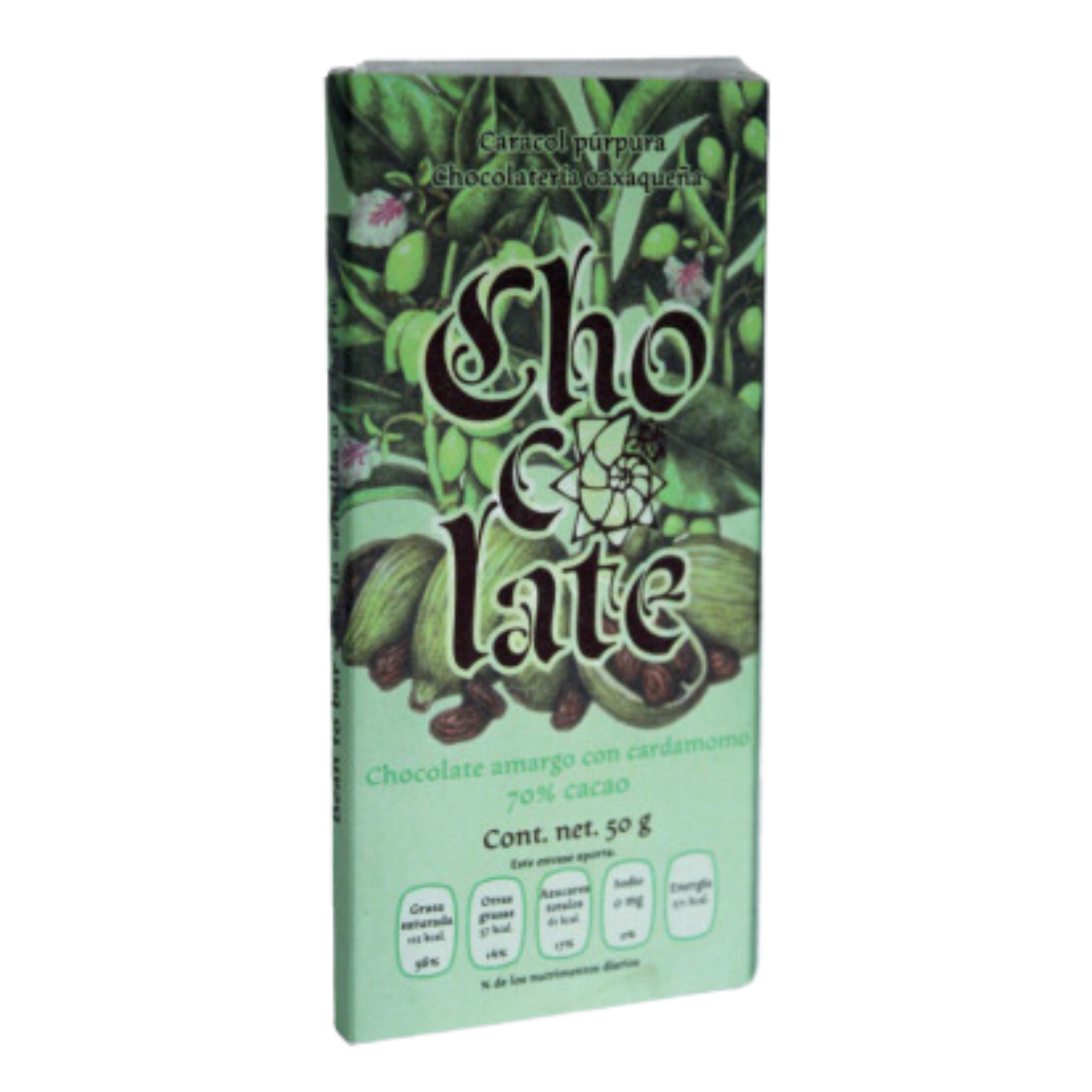 AMARGO CON CARDAMOMO 70 % CACAO 50 gr