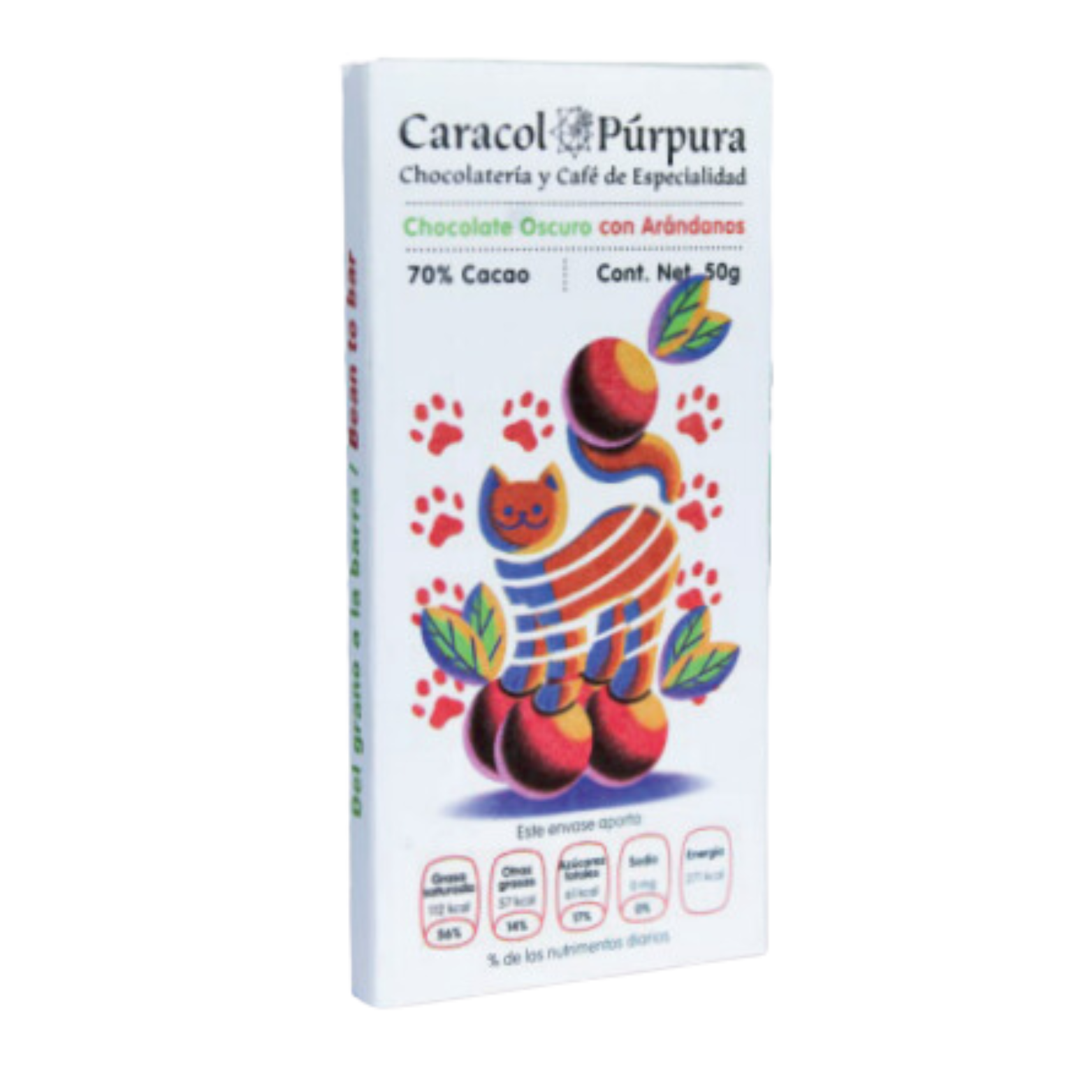 CHOCOLATE OSCURO CON ARANDANOS 70 % CACAO 50 gr